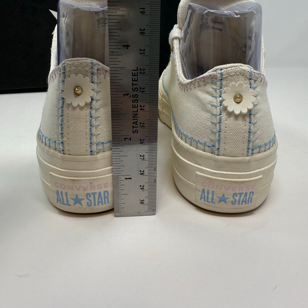Converse Chuck Taylor All-Star Stitch Lift Ox Sneakers Lug sole Womens 7 Cream - Picture 9 of 13